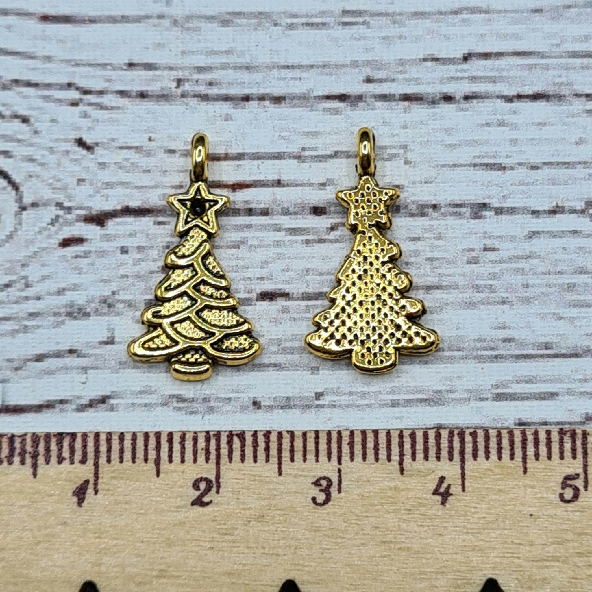 Berlock, Golden Christmas Tree, 2,1 cm. 3st.