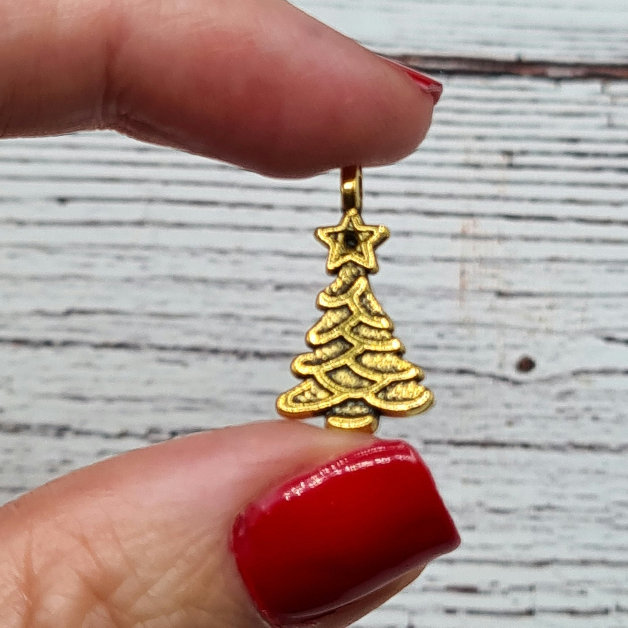 Berlock, Golden Christmas Tree, 2,1 cm. 3st.