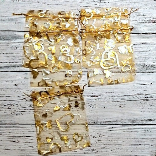 Presentpåsar Guld, 12x10 cm. 5-pack