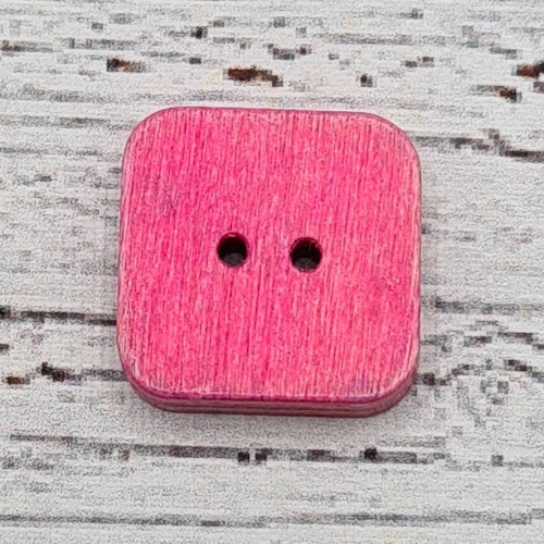 Träknapp Fyrkant, "Barbie Pink". 1,8 cm.*