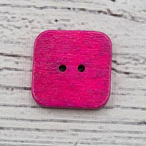 Träknapp Fyrkant, "Mexican Pink". 1,8 cm