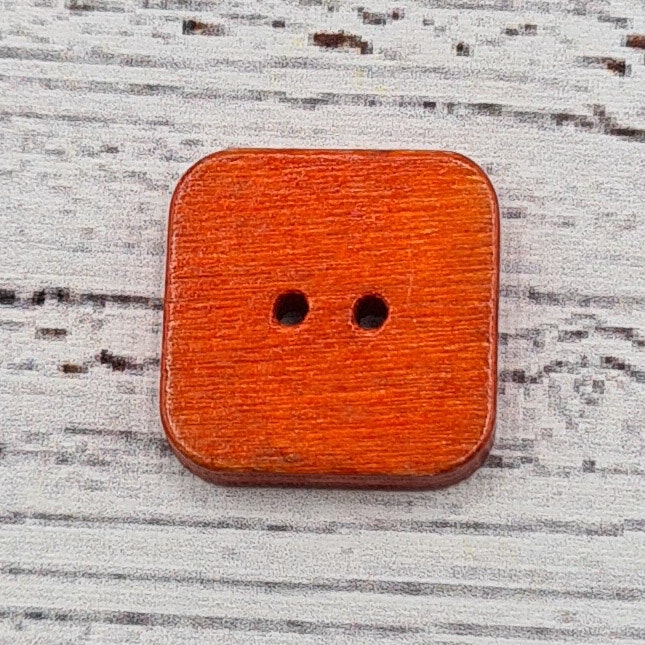Träknapp Fyrkant, "Xiaomi Orange". 1,8 cm