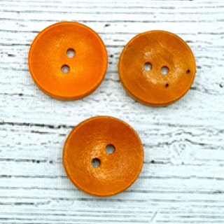 Träknapp betsad, Orange. 2 cm