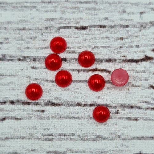 Halv, rund pärla, Röd, 0,4 cm. 100st.