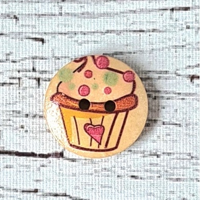 Träknapp Cupcake, 2 cm.*