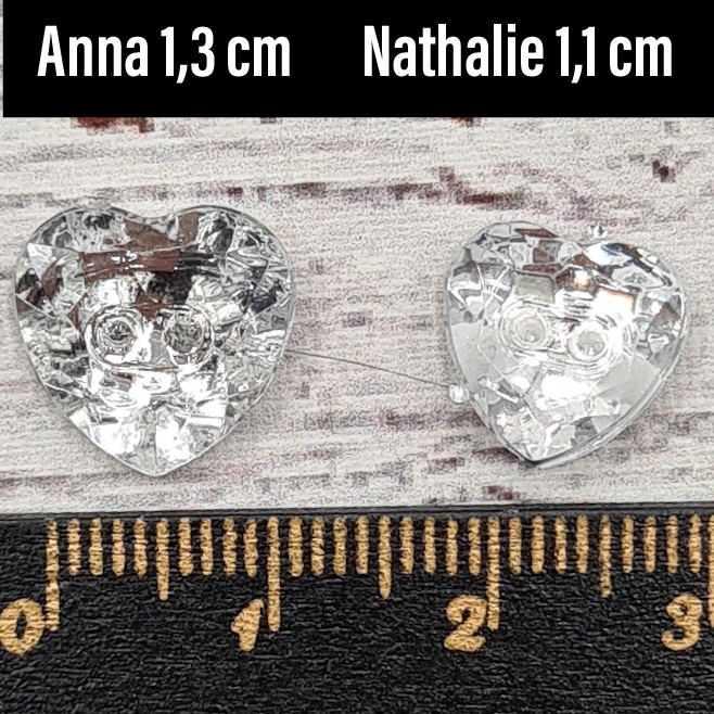 "Nathalie" Strass hjärta, 1,1 cm. 1st, 25st, 50st.