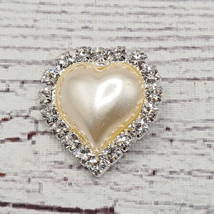 "Diana" strass hjärta pärla, 2,25 cm.