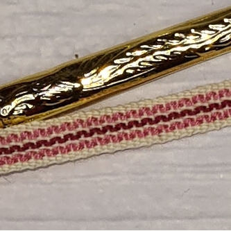 Bomullsband, "Helsingland" beige/rosa/vinrött, 0,7 cm. 2 m.*