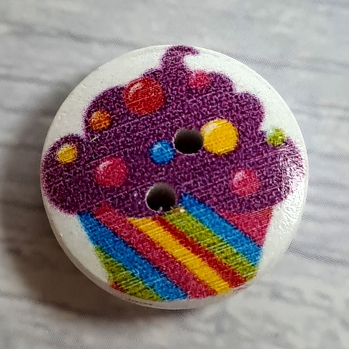 Knapp, Cupcake, Lila-Rand, 2 cm