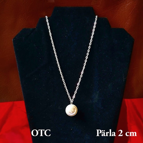 Halsband 55 cm i Ädelstål med Pärla 2 cm i diameter.