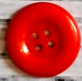 Akryl, klarröd knapp, 2,5 cm.  