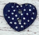 Träknapp, Prickigt Hjärta "Marinblå", 1,4 cm.*