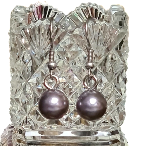 Örhängen, pärla 1 cm med krokar i 925 Sterling Silver