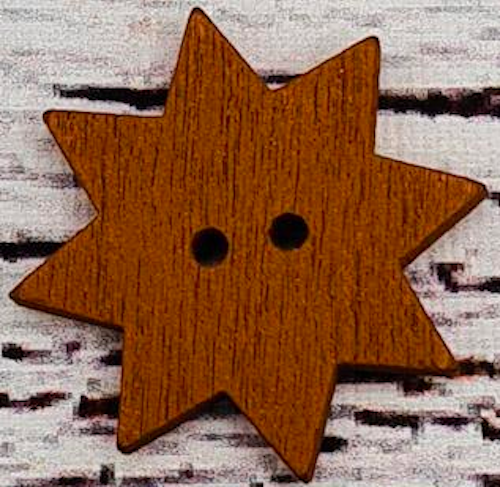 Träknapp Stjärna Choklad, 2,4 cm. 1st, 5st, 10st.*