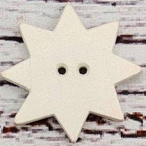 Träknapp Stjärna Snö, 2,4 cm. 1st, 5st, 10st.*
