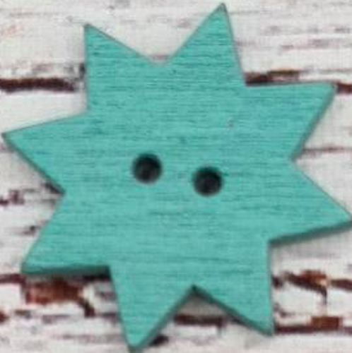 Träknapp Stjärna Blå, 2,4 cm. 1st, 5st, 10st.*