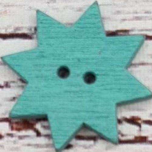 Träknapp Stjärna Blå, 2,4 cm. 1st, 5st, 10st.*