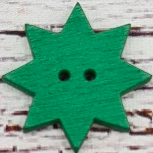 Träknapp Stjärna Grön. 1st,  5st, 10st.*