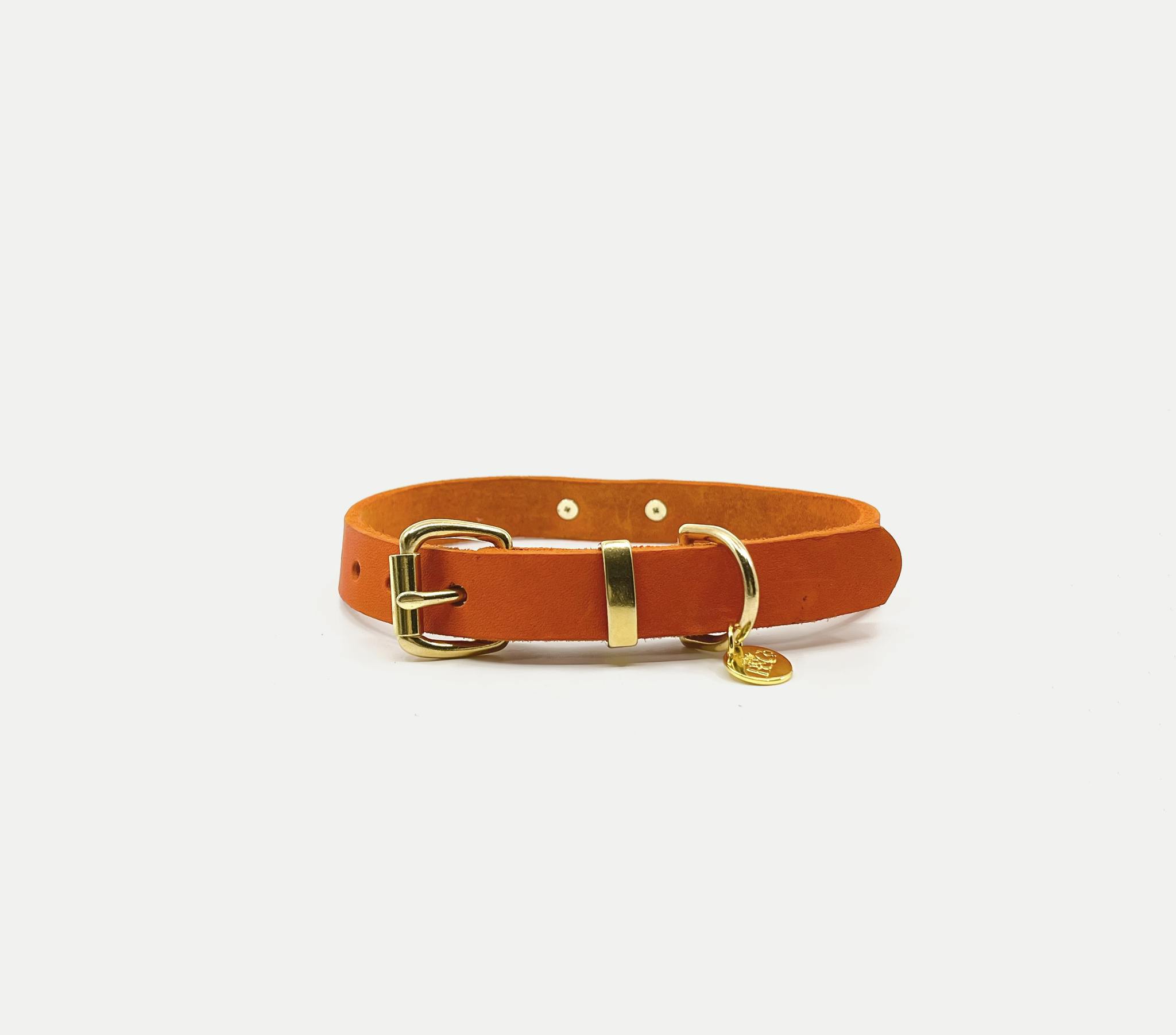 Läderhalsband - Orange*