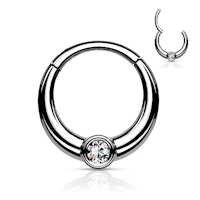 Clicker ring i stål 1.2mm med cubic zirconia
