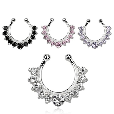 Fake septum smycke i 925-silver med kubisk zirconia