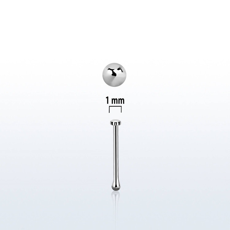 Näspiercing 0,6mm i 925 silver - med platt topp
