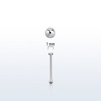 Näspiercing 0,6mm i 925 silver - med platt topp
