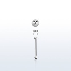 Näspiercing 0,6mm i 925 silver - med platt topp
