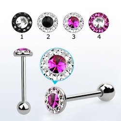 Barbell tungstav med feridolimmad crystaltopp