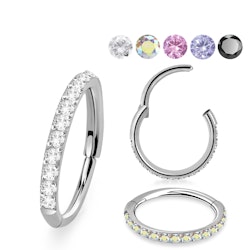 Clicker ring 0,8mm med gångjärn och kubisk zirconia på ytterkanten