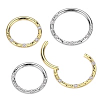 Fasettslipad clicker ring 1.2mm i titanium med 4st kubisk zirconia