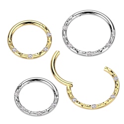 Fasettslipad clicker ring 1.2mm i titanium med 4st kubisk zirconia