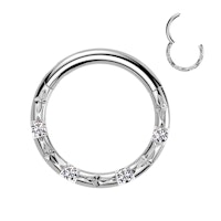 Fasettslipad clicker ring 1.2mm i titanium med 4st kubisk zirconia