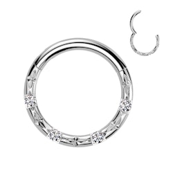 Fasettslipad clicker ring 1.2mm i titanium med 4st kubisk zirconia