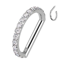 Clicker D-formad 1,2mm i titanium - ytterkant med kubisk zirconia