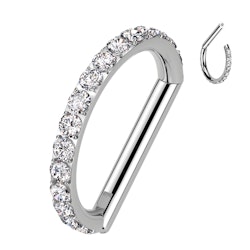 Clicker D-formad 1,2mm i titanium - ytterkant med kubisk zirconia