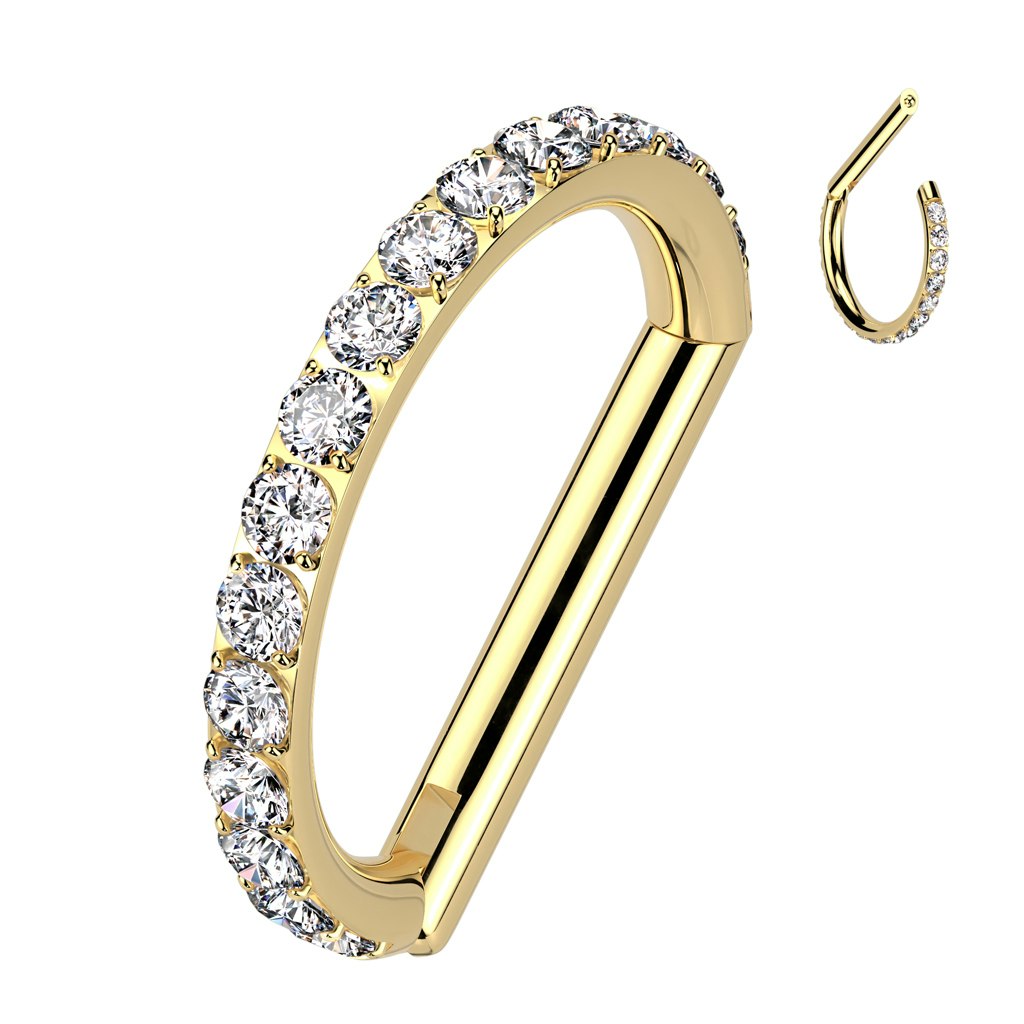 Clicker D-formad 1,2mm i titanium - ytterkant med kubisk zirconia