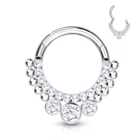 Titanium Clicker 1,2mm med - Front med små och 3 stora kubisk zirconia