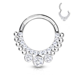 Titanium Clicker 1,2mm med - Front med små och 3 stora kubisk zirconia