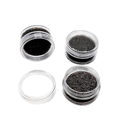Förvaringsburk för piercingar - med skruvlock och svart skumplast (3,7cm)