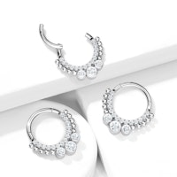 Titanium Clicker 1,2mm med - Front med små och 3 stora kubisk zirconia
