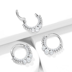 Titanium Clicker 1,2mm med - Front med små och 3 stora kubisk zirconia