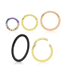 Pyramidslipad Clicker ring 1,2mm i PVD-pläterad titanium