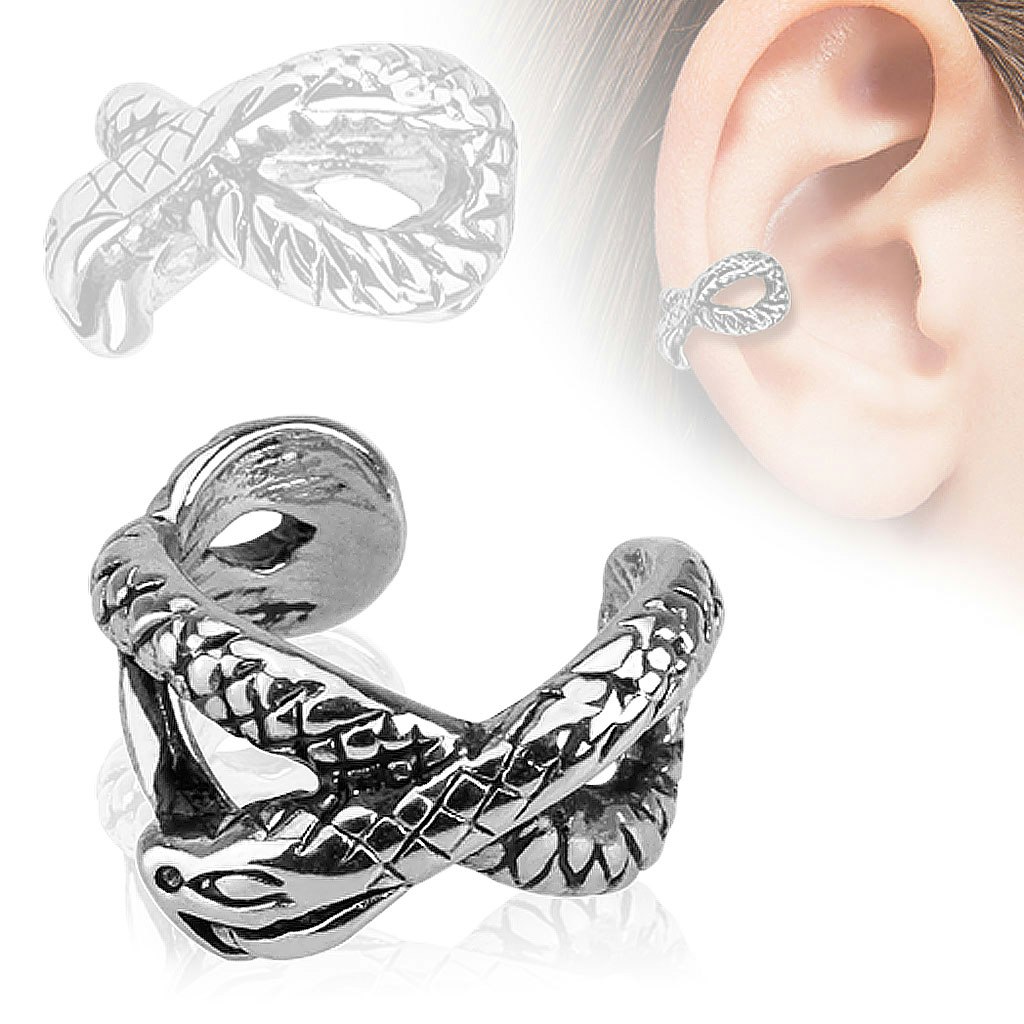 Fakepiercing clip - Front med slingrande orm