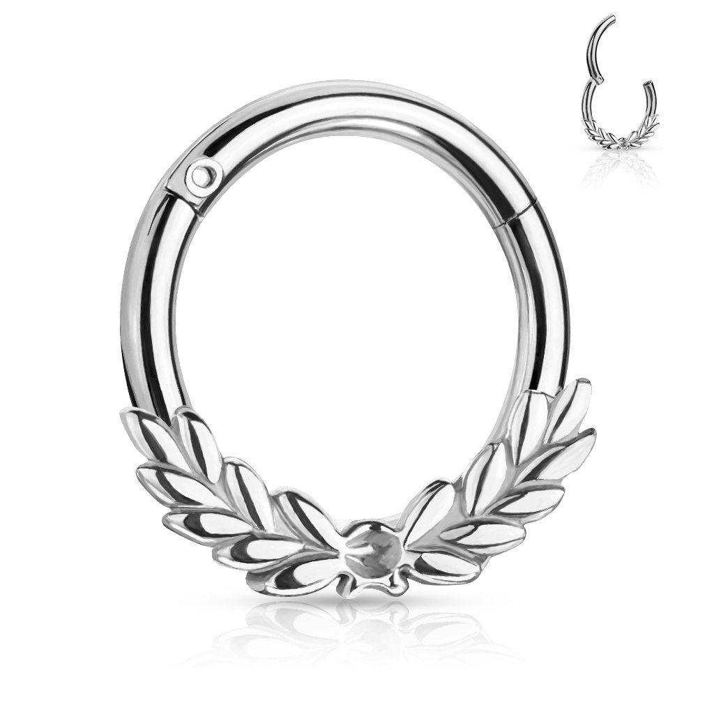 Clicker ring 1,2mm i kirurgiskt stål med löv (8mm)