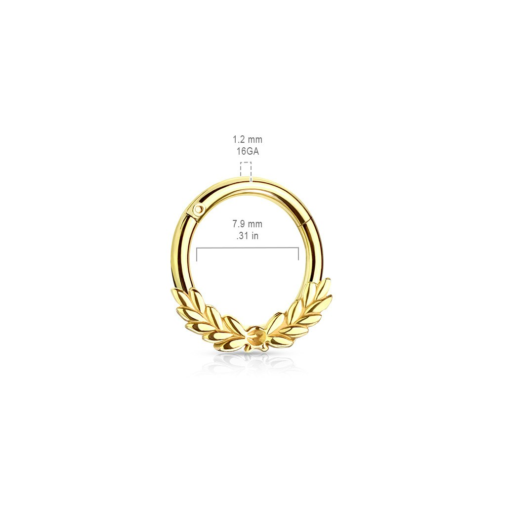 Clicker ring 1,2mm i kirurgiskt stål med löv (8mm)
