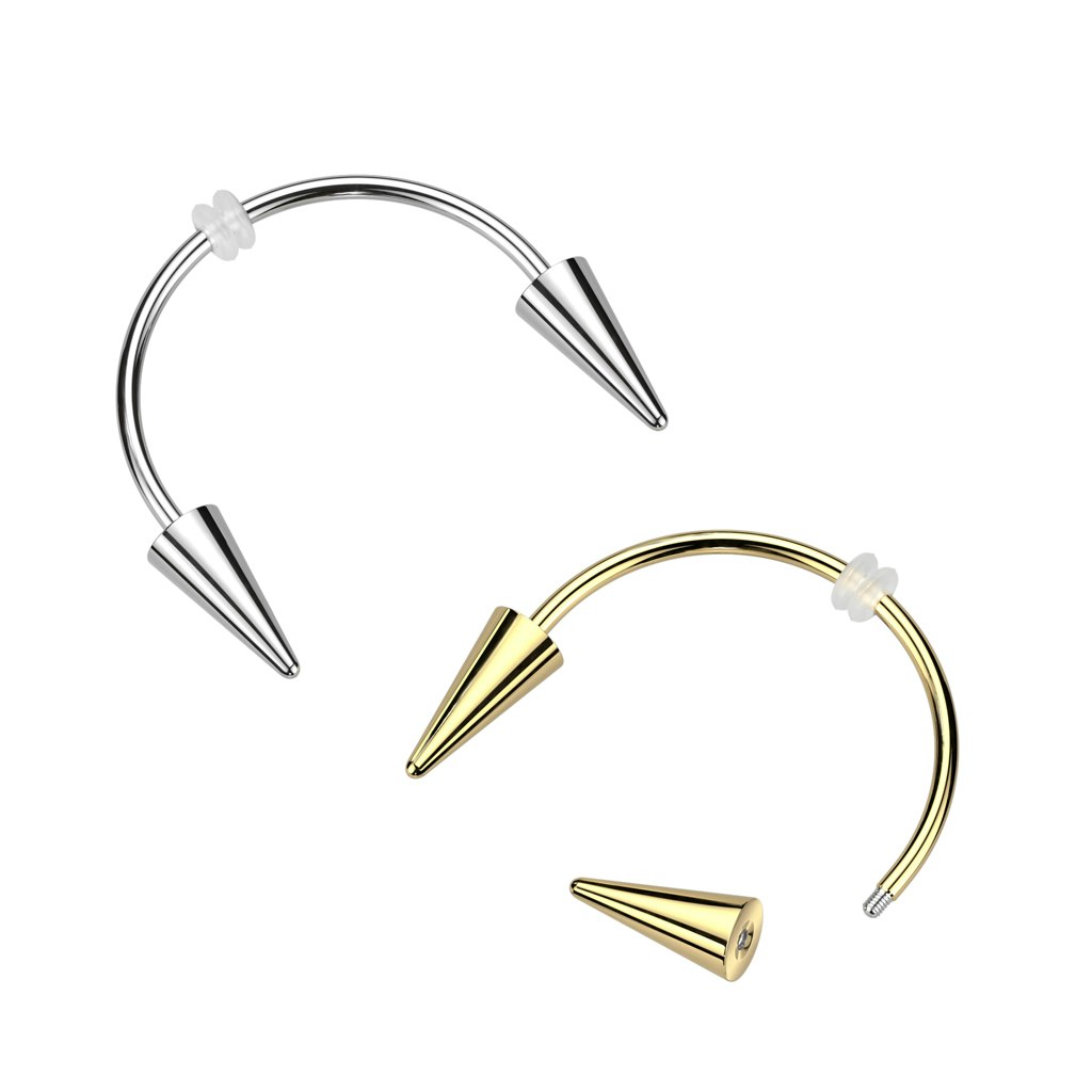 Smiley piercing 1,2mm med koner - vampyrtänder
