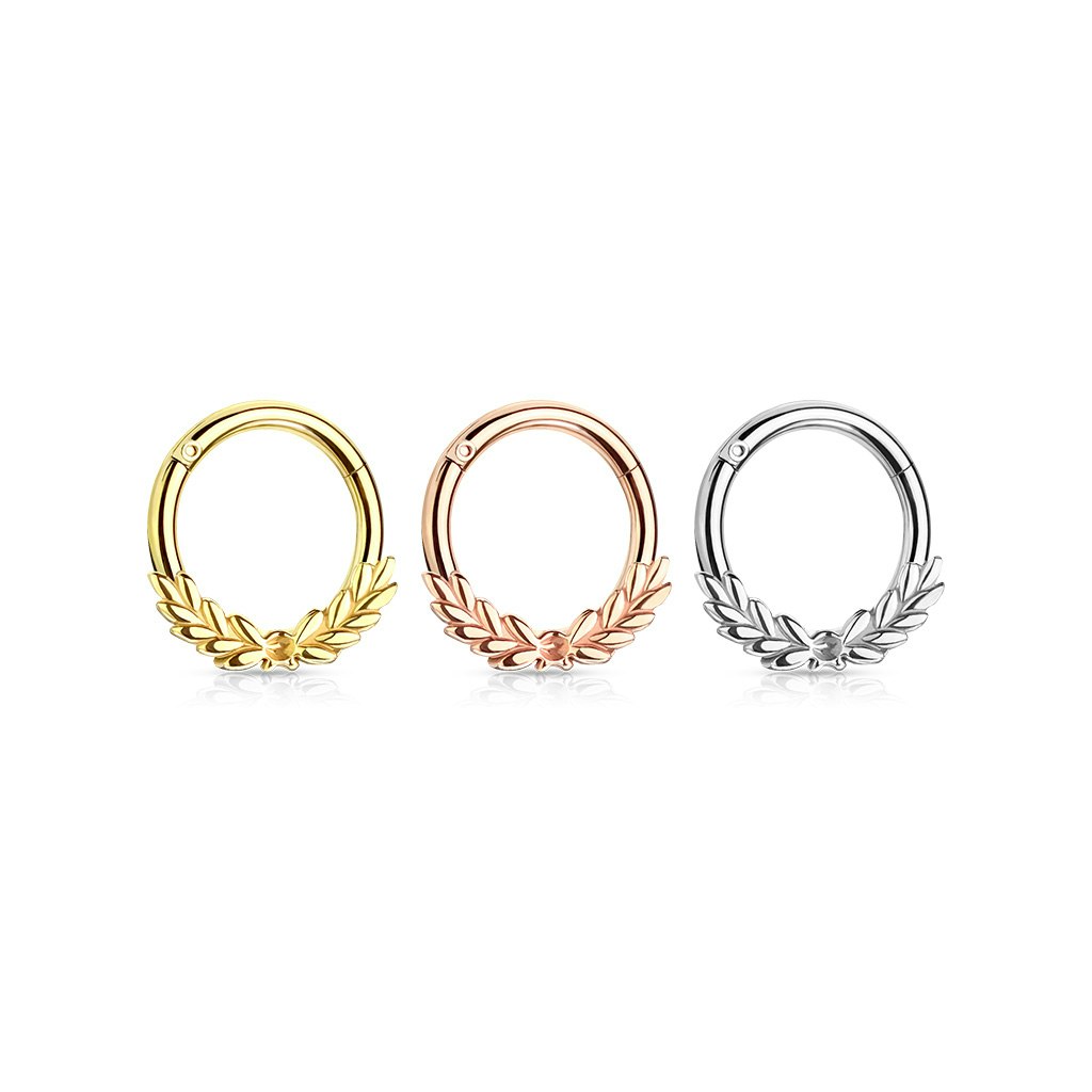 Clicker ring 1,2mm i kirurgiskt stål med löv (8mm)