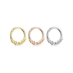 Clicker ring 1,2mm i kirurgiskt stål med löv (8mm)