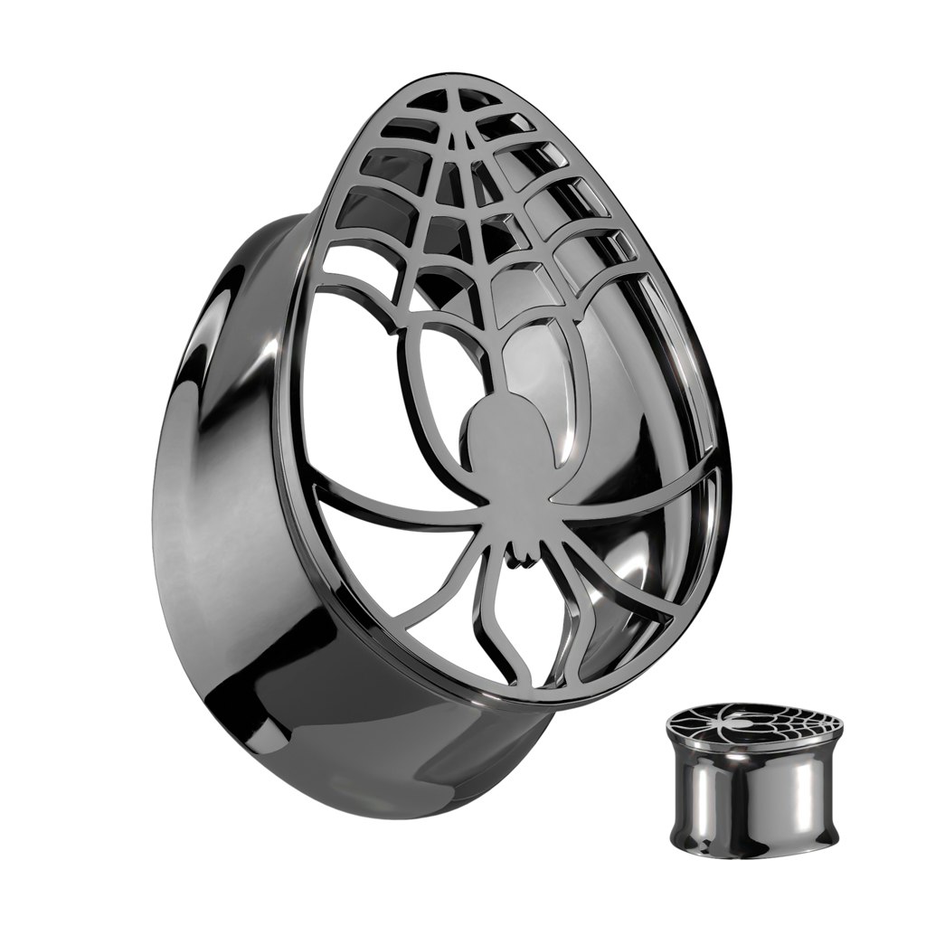 Droppformad tunnel / töjning i svartpläterad kirurgiskt stål - med spindel (8-16mm)